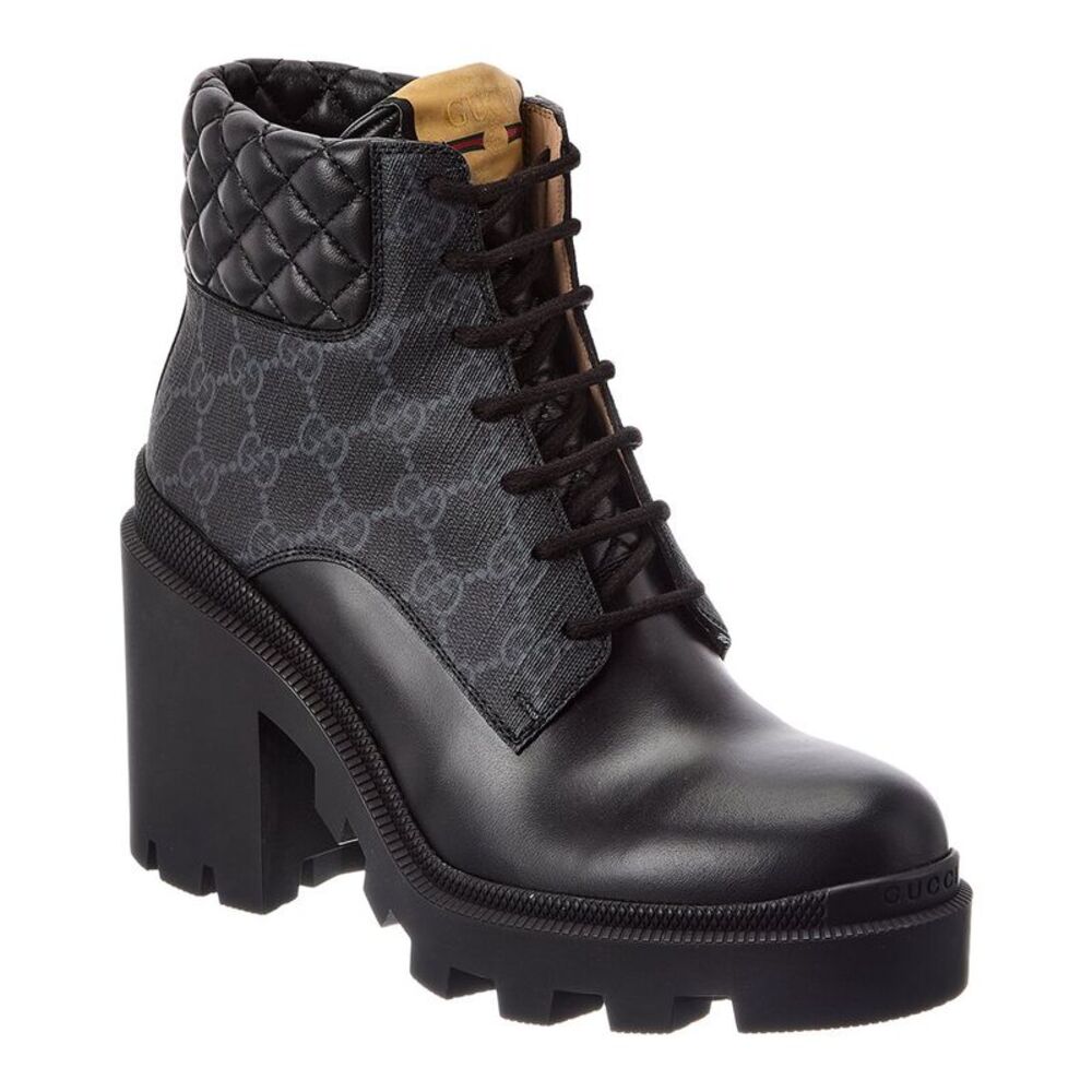 Gucci Gg Supreme Canvas & Leather Boot, Black